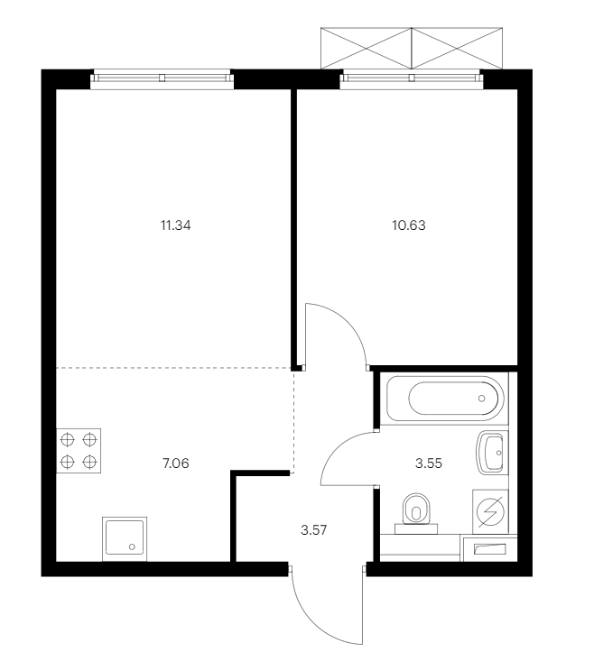 1-комнатная квартира 36.15 м², 14/15 эт., ЖК «Янинский лес»